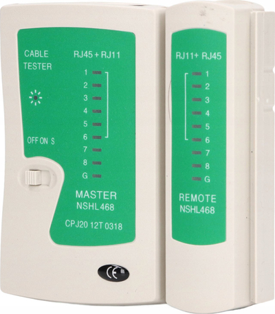 Set veglash rrjeti Master NSHL468, 19‑me‑1, tester RJ45 RJ11, çantë për ta çuar me vete, jeshile