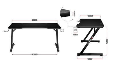 Tavolinë gaming Huzaro Hero 2.5, 120x60 cm, e zezë
