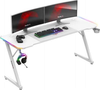 Tavolinë gaming Huzaro Hero 4.8, 160 x 60 cm, RGB, e bardhë