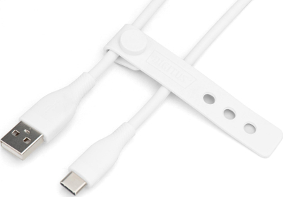 Kabllo Digitus USB-C silikoni, 0.5 m, 60 W, e bardhë