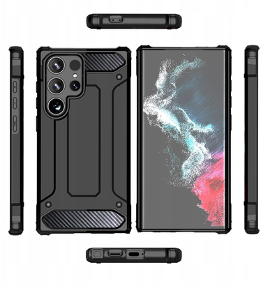 Kuti mbrojtëse Hurtel Hybrid Armor për Xiaomi Redmi Note 14 Pro+ 5G, TPU dhe polikarbonat, e zezë