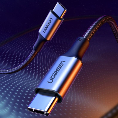 Kabllo USB‑C në USB‑C UGREEN, PD 100W 5A, najlon i endur, e zezë