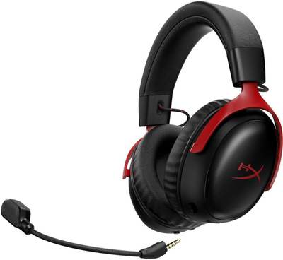 Headset gaming HyperX Cloud III S Wireless, pa tela, stereo, i zi me të kuqe