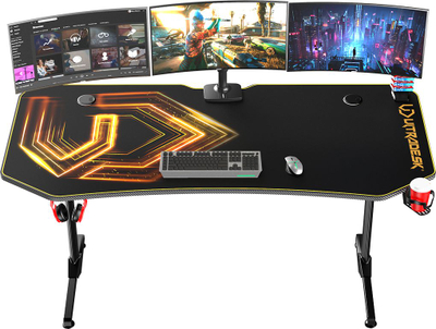 Tavolinë gaming Ultradesk Frag XXL, 160x75cm, mouse pad XXL, e zezë me të artë