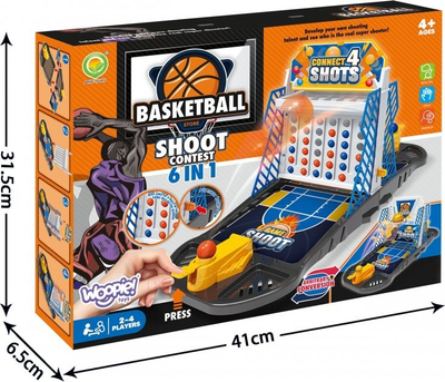 Lojë tavoline WOOPIE Basketball Shoot Contest, 6 në 1, për kalamaj 4+, shumëngjyrëshe