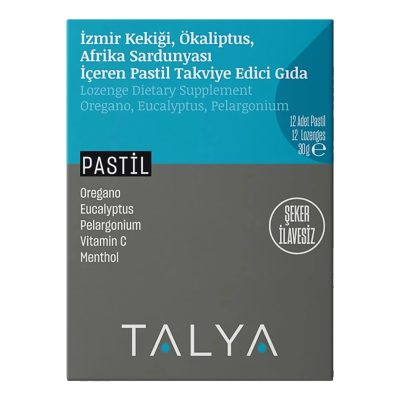 TALYA Herbal Lozenges w/ Oregano, Eucalyptus, Pelargonium, Vit C, 12 pastile