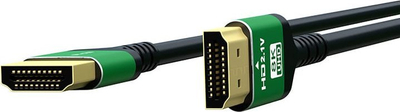 Kabllo HDMI GREEN Straight, 8K HDMI 2.1, 3m, e zezë