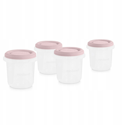 Сет херметички садови Miniland, 4 парчиња, 250 ml, боја blush