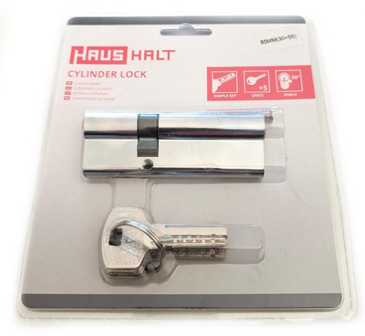 Цилиндар брава Haushalt Cylinder Lock 85mm 30x55, хром, со 5 клучеви