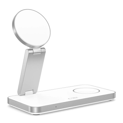 Безжичен полнач 3‑во‑1 Tech-Protect QI15W-A47, 15W, MagSafe, бел