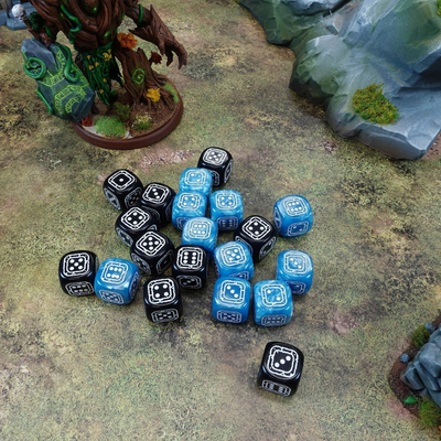 Set zare Q Workshop Fortress Compact D6, 20 copë, 14 mm, zi me blu
