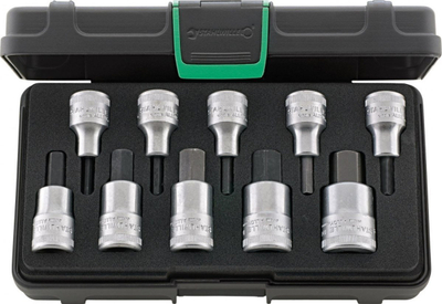 Set bitash gjashtëkëndore Stahlwille 54/10 KN, 10 copë, 1/2", në kuti plastike