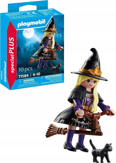 Figurë loje Playmobil Special Plus Shtriga Magjike 71584, set me shtrigë dhe mace