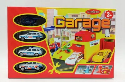 Set garazh lodër Dromader 03131, 4 makina metalike, për kalamaj 3+