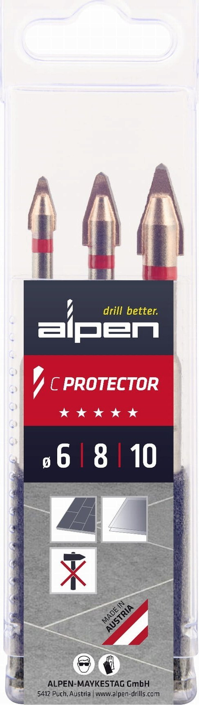 Set spiralësh qeramike Alpen C Protector, 3 copa, Ø 6/8/10 mm, gri