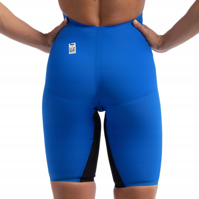 Kostum gare noti Speedo Fastskin LZR Pure Intent 2.0 Openback Kneeskin për goca, i miratuar nga FINA, blu me shkëlqim iridescent