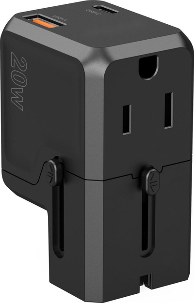 Karikues udhëtimi Choetech PD6043, 20W GaN, USB C edhe USB A, i zi