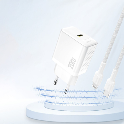 USB полнач Dudao A26EU, 20W GaN, Power Delivery, бел