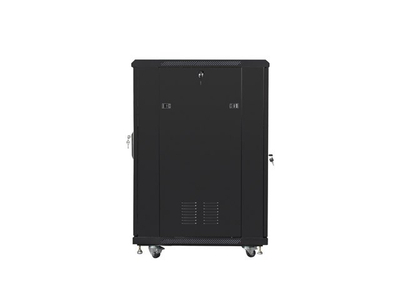 Kabinet rack 19" Lanberg FF01, 22U, 600x800, derë xhami, i zi