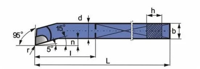 Mbajtëse torno për punim të brendshëm NNWB 1616 S30, seksion 16x16 mm, për çelik