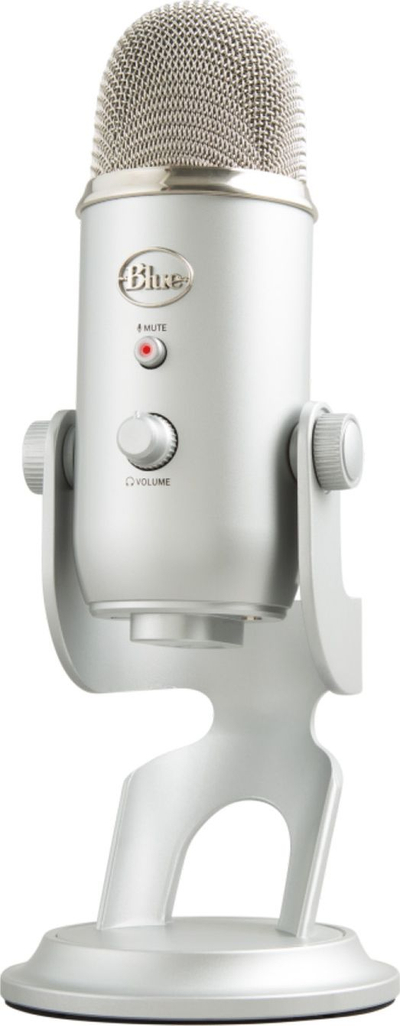Mикрофон Blue Yeti USB, кондензатор, со постолје за маса, сребрен