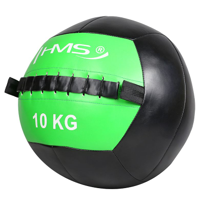 Top ushtrimesh HMS Wall Ball WLB, 10 kg, lëkurë sintetike, jeshil