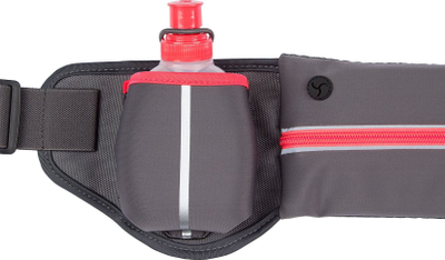 Rrip vrapimi Avento Running Belt, me 2 shishe uji, xhep me zinxhir, gri me rozë fosforeshente