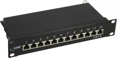 Patch panel Inline CAT 6, 12 porta RJ-45, 1U, i zi