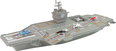 Lodër aeroplanmbajtëse LeanToys Aircraft Carrier, 5 avionë, drita dhe tinguj, gri