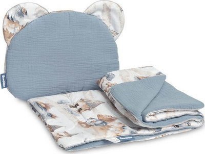 Set për karrocë Sensillo Dragons Jeans, muslin dhe pambuk, anti alergjik, blu