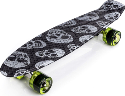 Skateboard Meteor Multicolor Skulls 22607, plastik, rrota poliuretani, i zi