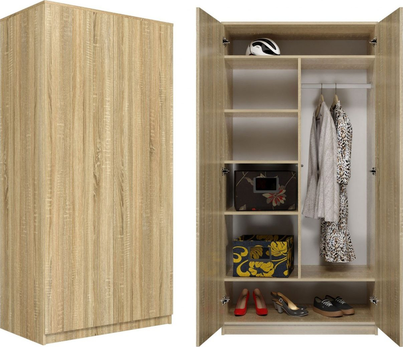 Dolap Topeshop WARDROBE SD-90, me 2 dyer, 7 rafte, ngjyra Sonoma Oak