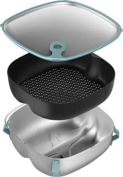 Aksesor për Airfryer Philips HD9960-00, tabaka 2 në 1 avull edhe stir fry, i zi