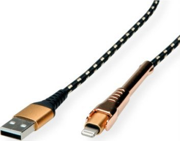 Kabllo Lightning Roline Gold 11.02.8923, 1m, USB në Lightning, e zezë ari