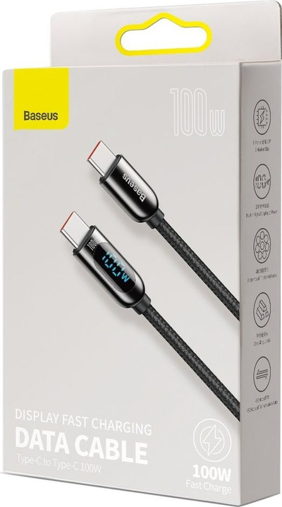 Kabllo USB C në USB C Baseus, 1m, 100W 5A, e zezë