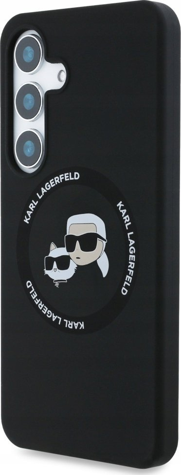 Kapak telefoni Karl Lagerfeld Liquid Silicone K&amp;CH Heads, për Samsung Galaxy S25 Plus, me MagSafe, ngjyrë e zezë
