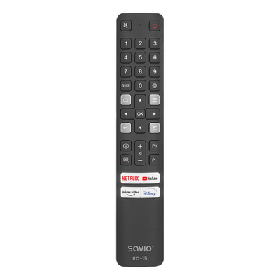 Telekomandë universale Savio RC-15, për TCL Smart TV, rreze 10m, e zezë