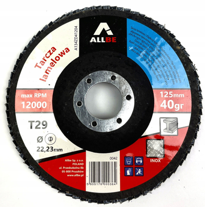 Disk flap Allbe 125mm, P40, për inox dhe çelik