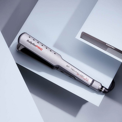 Piaster flokësh Babyliss Pro BAB2073EPE, pllaka qeramike titan, deri 230°C, argjend