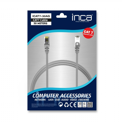 Kabllo rrjeti Inca ICAT7-30AG, CAT7, 30m, gri