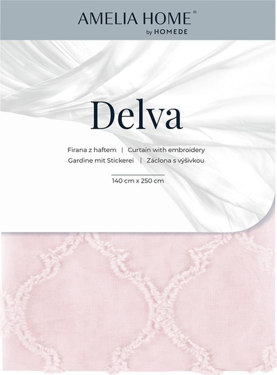 Perde dritë AmeliaHome Delva Pleat, 270x140 cm, poliester, rozë