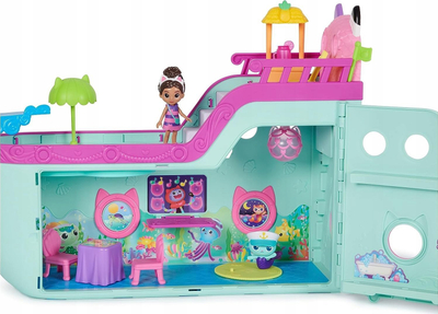 Set loje anije Gabby’s Dollhouse Gabby Cat Friend Ship, figurina, shumëngjyrësh