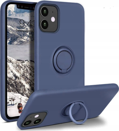 Kuti mbrojtëse OEM Silicone Ring Case për iPhone 11, me unazë magnetike, silikon, blu