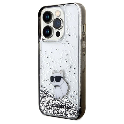 Mbulesë telefoni Karl Lagerfeld Liquid Glitter për iPhone 14 Pro, e tejdukshme, me shkëlqim