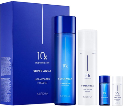 Set kujdesi për lëkurë Missha Super Aqua Ultra Hyalron Hydrating, tonik fytyre 250 ml/ 15 ml + emulsion hidratues 130 ml/ 15 ml