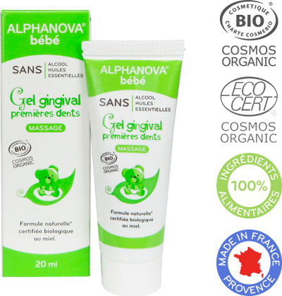 Xhel për dhëmbëzim Alphanova Bebe Organic, qetësues, 20ml