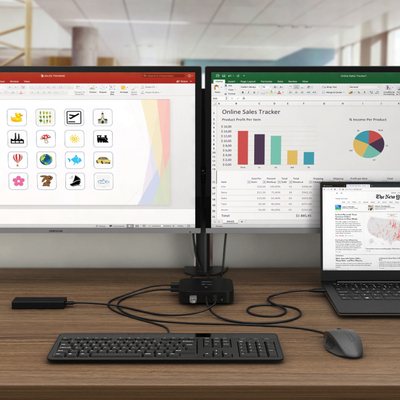 Dok stacion për laptop DICOTA D31949, USB Type-C, 100W, i zi