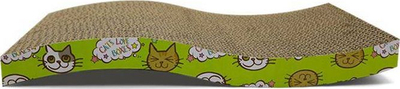 Post gërvishtës horizontal për mace Eko Catnip, karton i shtresuar, formë valë, jeshile