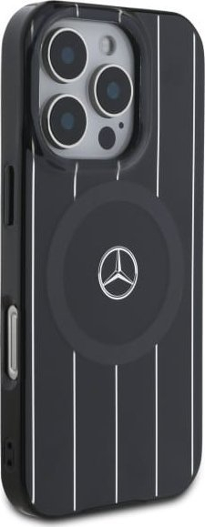 Mbulesë telefoni Mercedes MB Double Layer Crossed Lines, për iPhone 16 Pro 6.3", MagSafe, e zezë