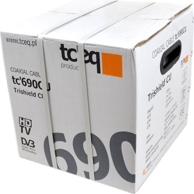 Kabllo koaksiale TCEQ tc690CU, RG6 bakri, Trishield 75 Ohm, e bardhë